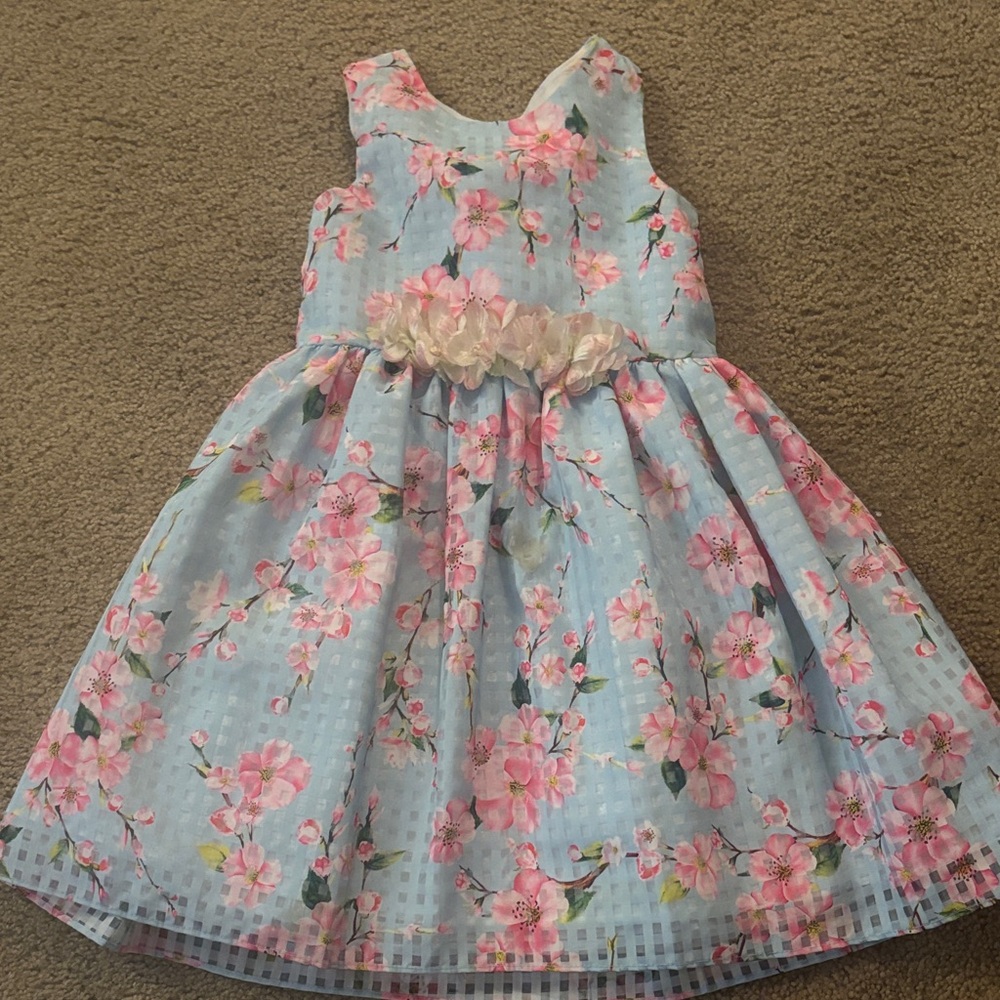 Floral Blue and Pink Kids Dress